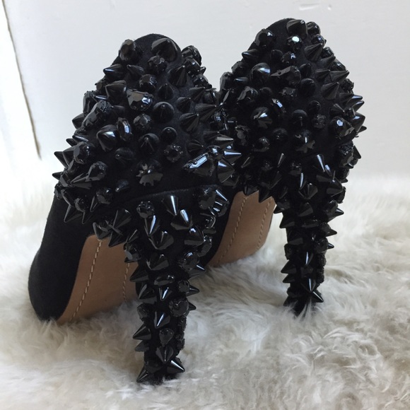 Sam Edelman Lorissa Black Suede Spiked Heels - Picture 6 of 7